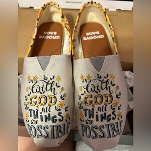 Floral slip on shoe with Bible verse